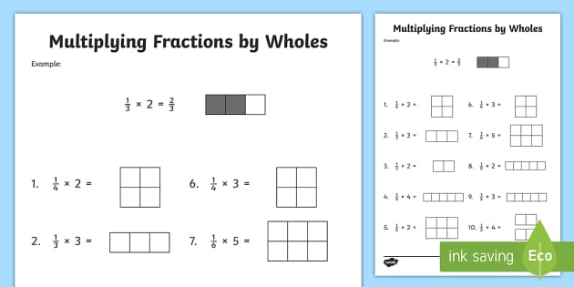 Multiplying Fractions by Whole Numbers Activity for 3rd-5th Grade
