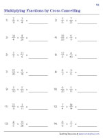 multiplying fractions with cross canceling worksheet