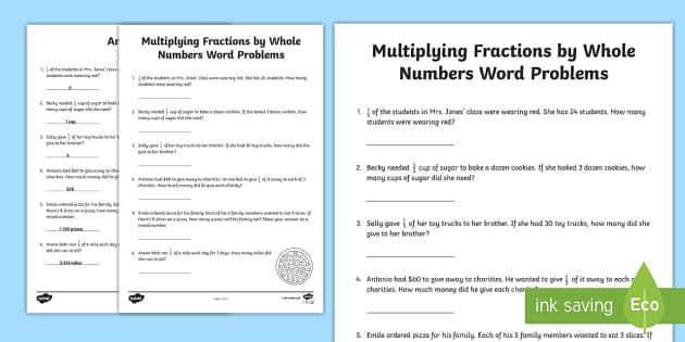 multiplying fractions word problems worksheet 5th grade