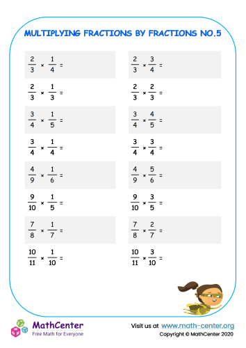 Multiplying Fractions by Fractions No.5 | Worksheets | Math Center