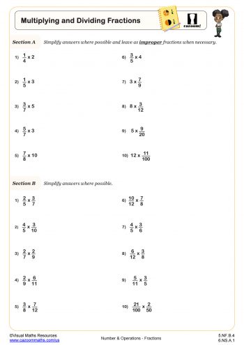 Middle School Fractions Worksheets | PDF Printable Worksheets