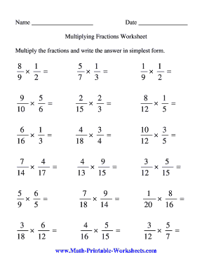 multiplying fractions worksheet free