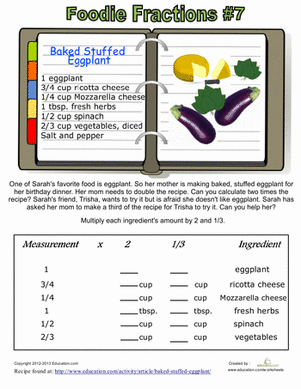 multiplying fractions worksheet measuring cup
