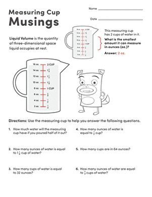 multiplying fractions worksheet measuring cup