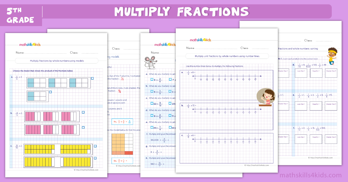 5th Grade Math Worksheets with Answers: Multiplying Fractions ...