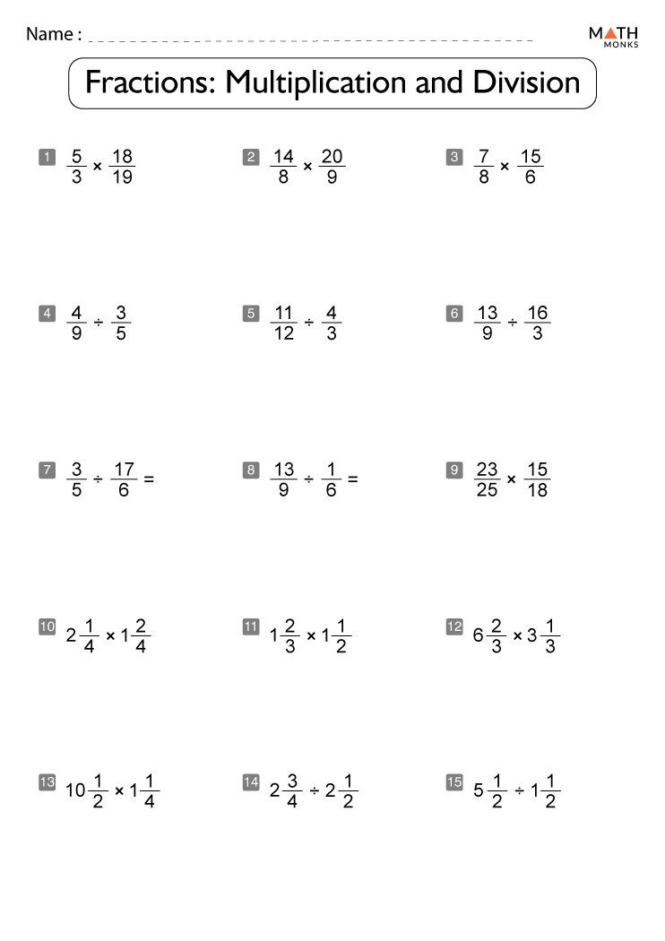 multiplying fractions worksheet with answers