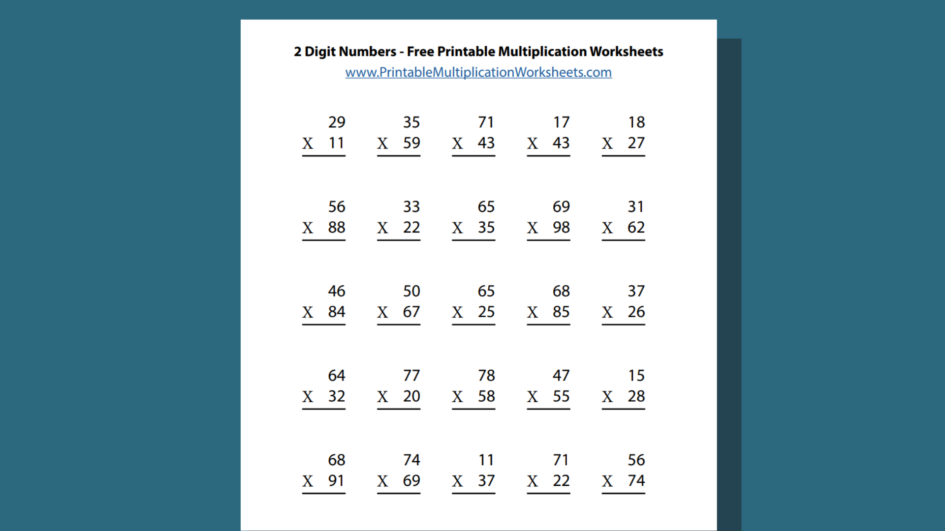 Multiplying with 2 Digit Numbers | Printable Multiplication Worksheets