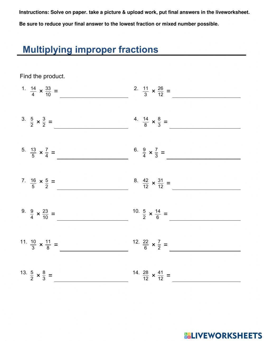 Multiply Fractions Worksheets for 4th Graders Online SplashLearn Worksheets Library