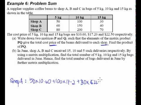 Matrices Example 6 Word problem