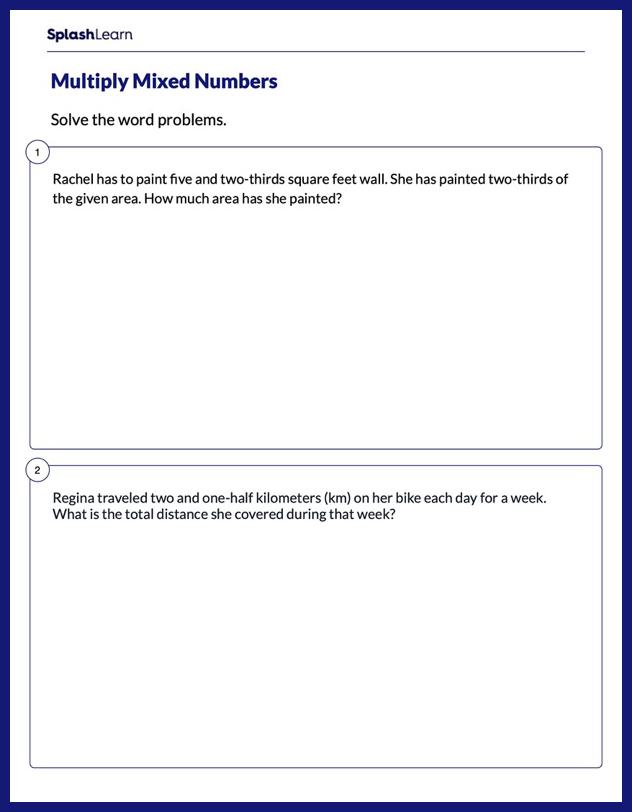 Real Life Problems on Multiplying Mixed Numbers - Math Worksheets ...