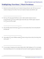 Fraction Multiplication Word Problems Worksheets