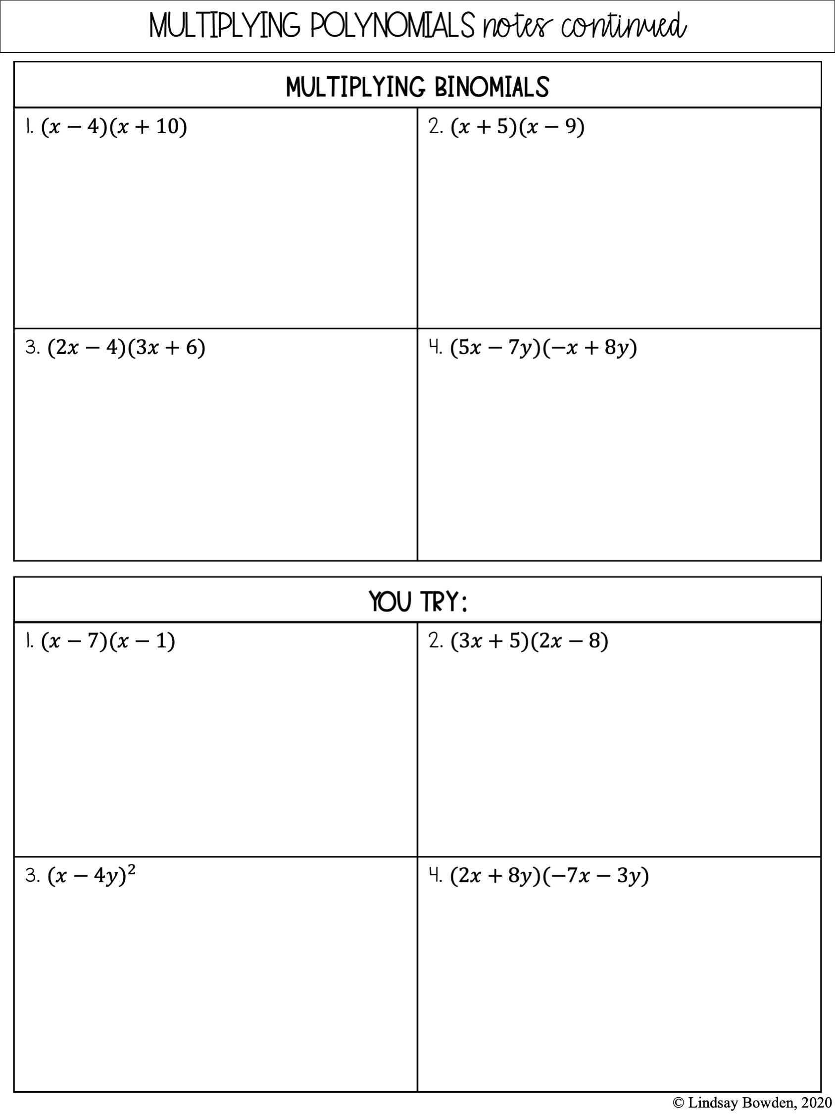 multiplying monomials worksheet with answers