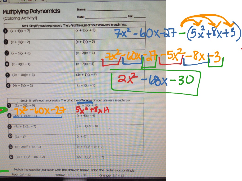 Algebra Adding or Multiplying Polynomials Math Workbook 100 Worksheets ...