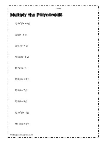 Multiply the Polynomials Worksheets
