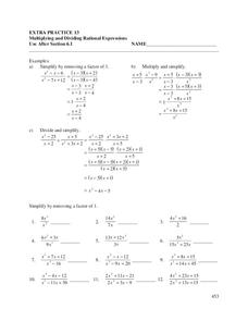 Multiplying and Dividing Rational Expressions Worksheet for 10th ...