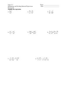 Topic 9.3 - Multiplying and Dividing Rational Expressions ...