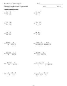 Multiply Rational Expressions Worksheet for 9th - 11th Grade ...