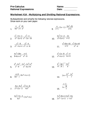multiplying rational functions worksheet