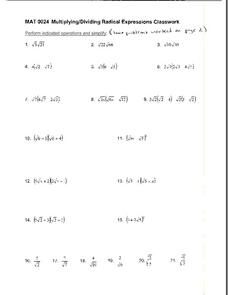 Multiplying Radicals Lesson Plans &  Worksheets | Lesson Planet