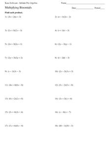 Multiplying Binomials by Foil Lesson Plans &  Worksheets