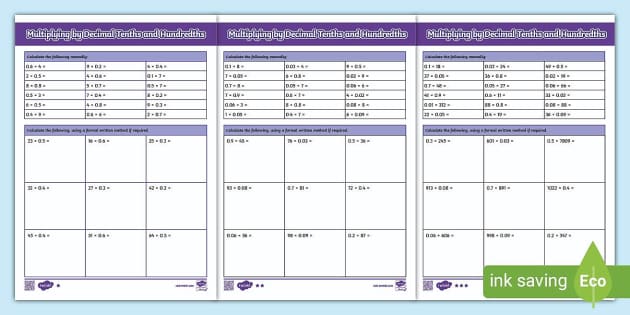 Multiplying &  Dividing Decimals Worksheet | Year 6 Resources
