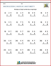 multiplying two digit numbers worksheet