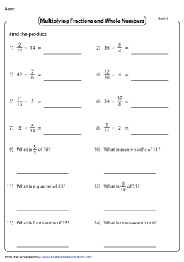 multiplying whole numbers and improper fractions to mixed numbers worksheet get