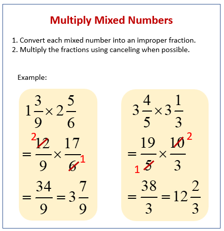 multiplying whole numbers and improper fractions to mixed numbers worksheet get