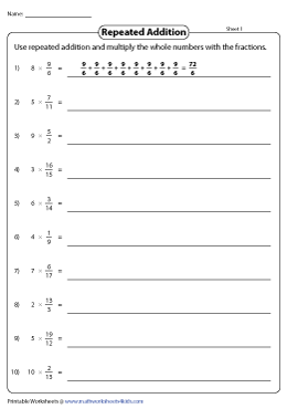 multiplying whole numbers by fractions worksheet