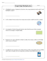 Multiplication Word Problems Worksheets
