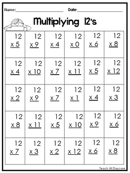 24 Multiplication Practice Printable Worksheets. 2nd-4th Grade Math.