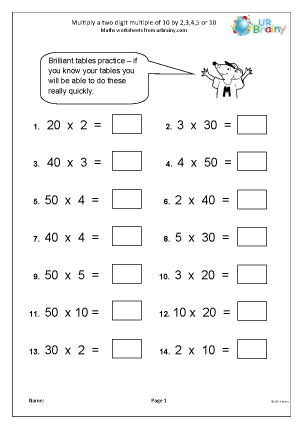 multipying by 3 4 and 5 worksheet