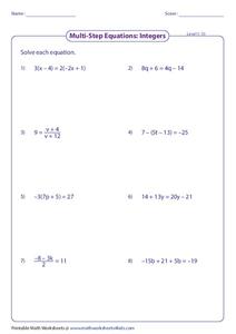 Solving Multi Step Equations Lesson Plans &  Worksheets