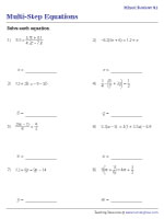 Multi-Step Equation Worksheets