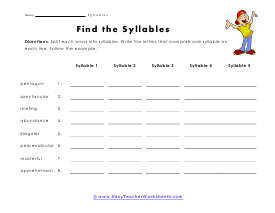 Syllable Worksheets
