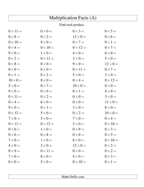 multpacation sheets 0 12