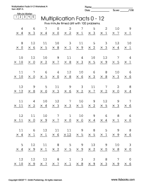 multpacation sheets 0 12