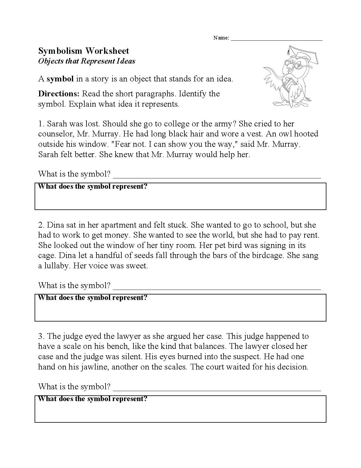 Symbolism Worksheet | Literary Techniques Activity
