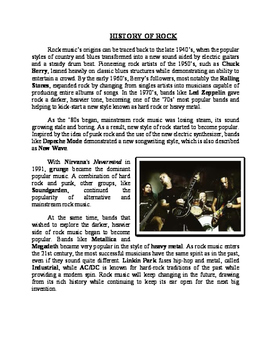 History of Popular Music Worksheets by Andrew Lesser Music | TPT
