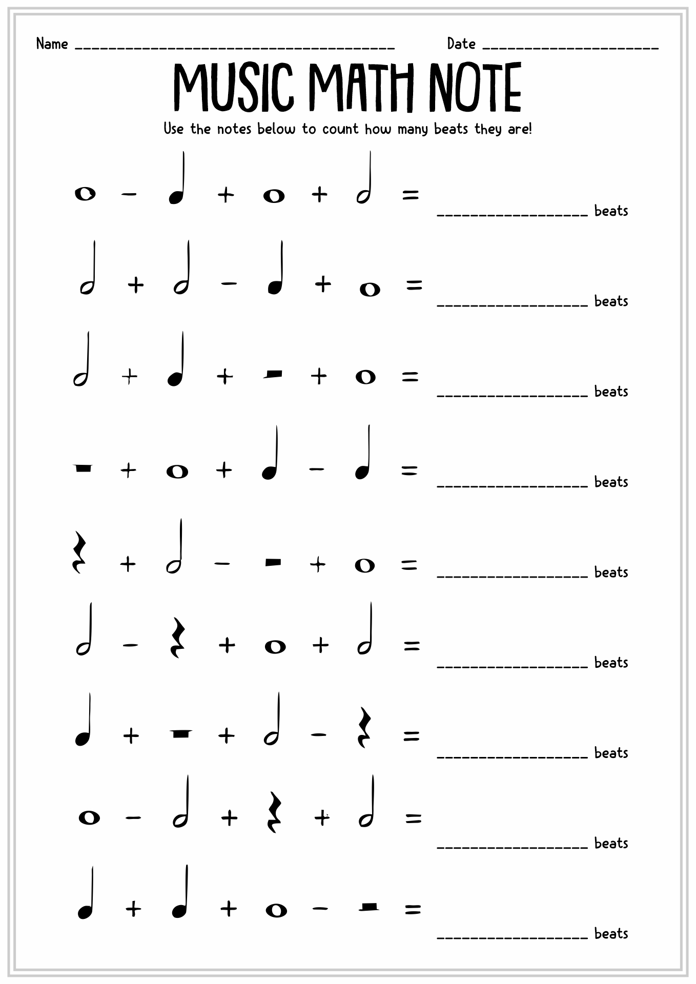 11 Music Theory Worksheets Note Value - Free PDF at worksheeto.com