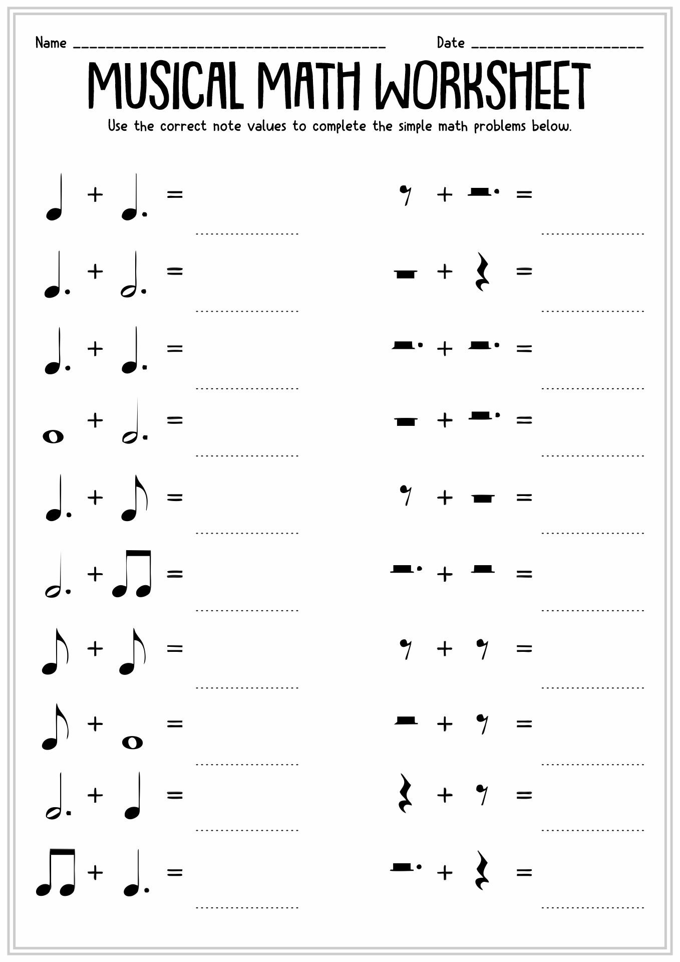 music theory worksheet free