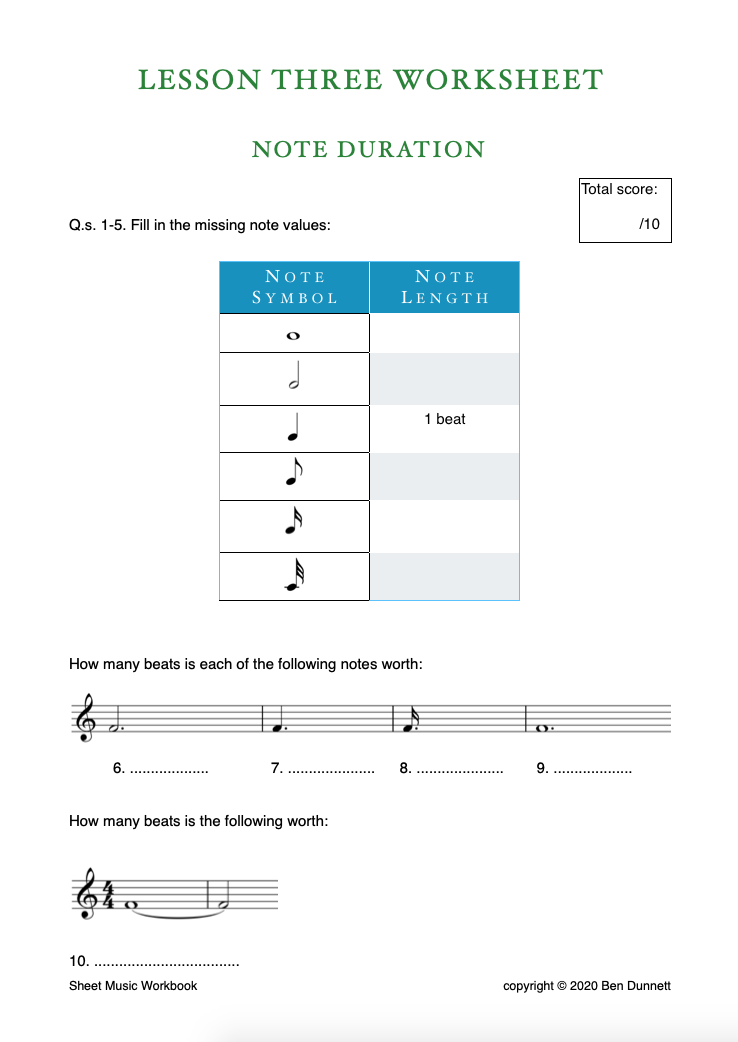 music theory worksheet pdf