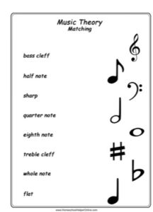 Music Theory Matching Worksheet - Homeschool Helper Online