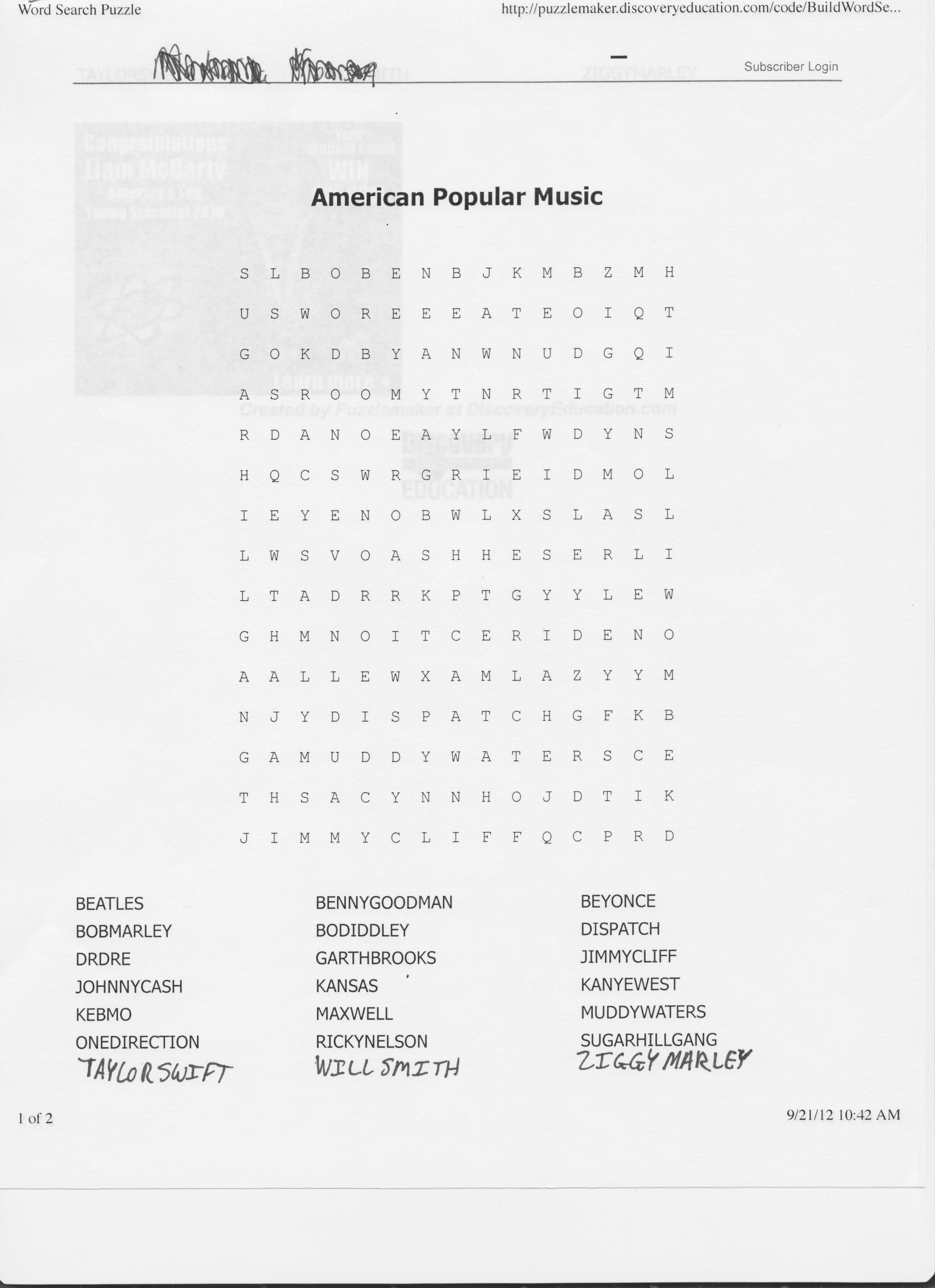 Music Worksheets