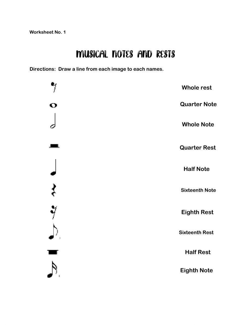 Notes and Rests activity Live Worksheets Worksheets Library