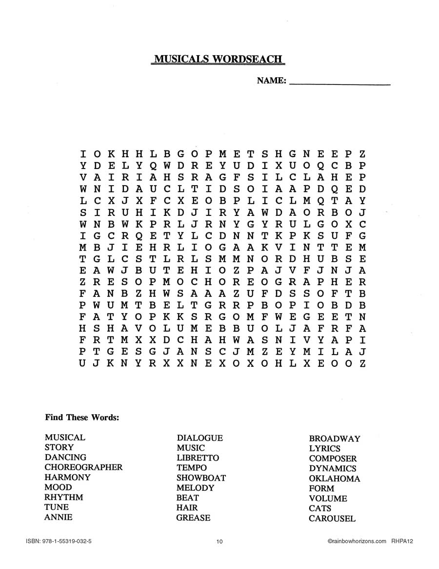 Musical Theater Terms Worksheet - WordMint - Worksheets Library