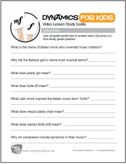 musical worksheet for kids