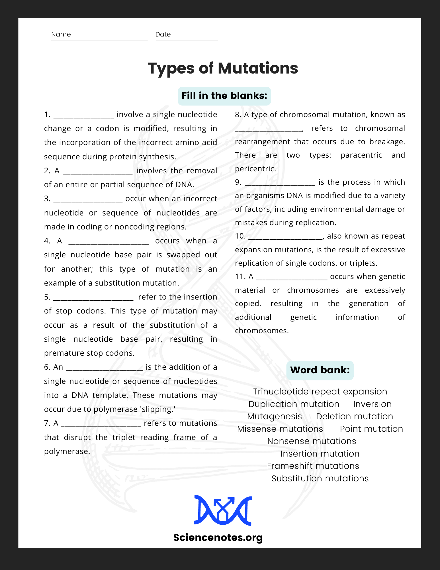 Genetics Worksheets and Printables - Worksheets Library