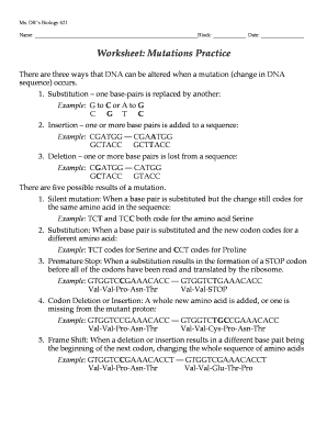 Worksheet Mutations Practice - Fill Online, Printable, Fillable ...