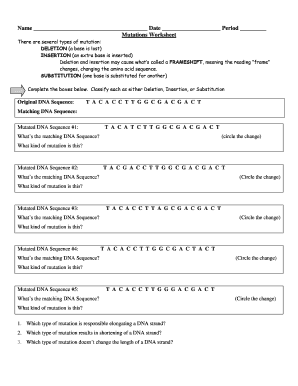 Mutations Worksheet - Fill and Sign Printable Template Online